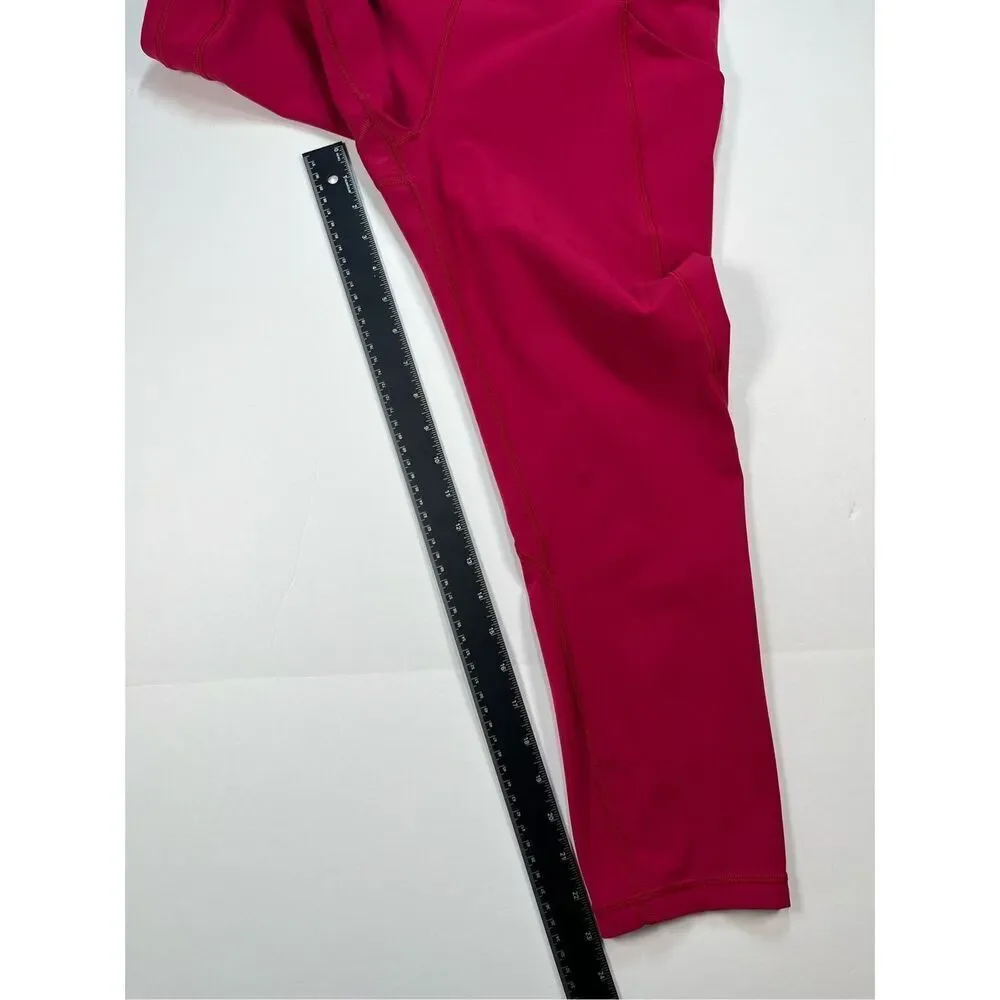 Lululemon Time To Sweat Crop 23" Ruby Red Luxtreme Side POCKETS W6AMDS Size 10 - Picture 13 of 13